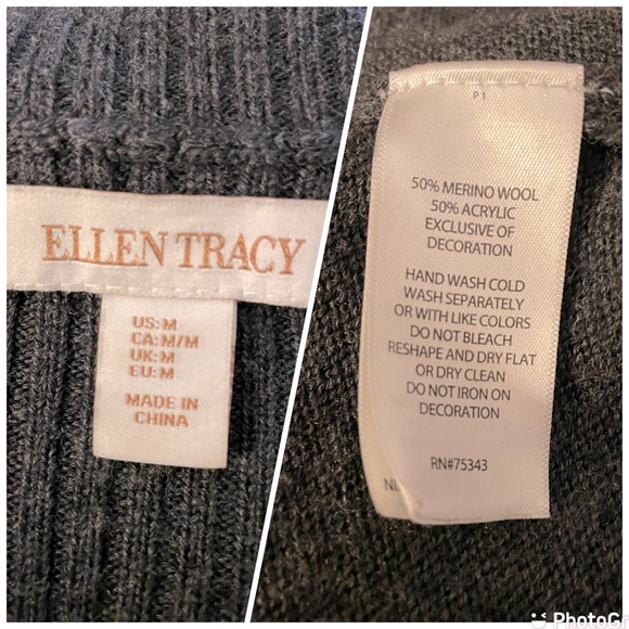 ELLEN TRACY LONG BUCKLED CARDIGAN SWEATER - Picture 4 of 4